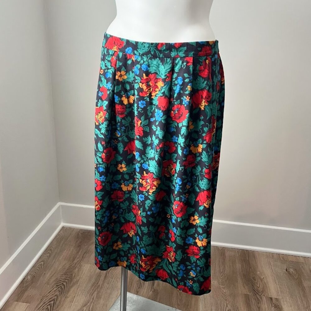 80's Vibrant Floral Skirt